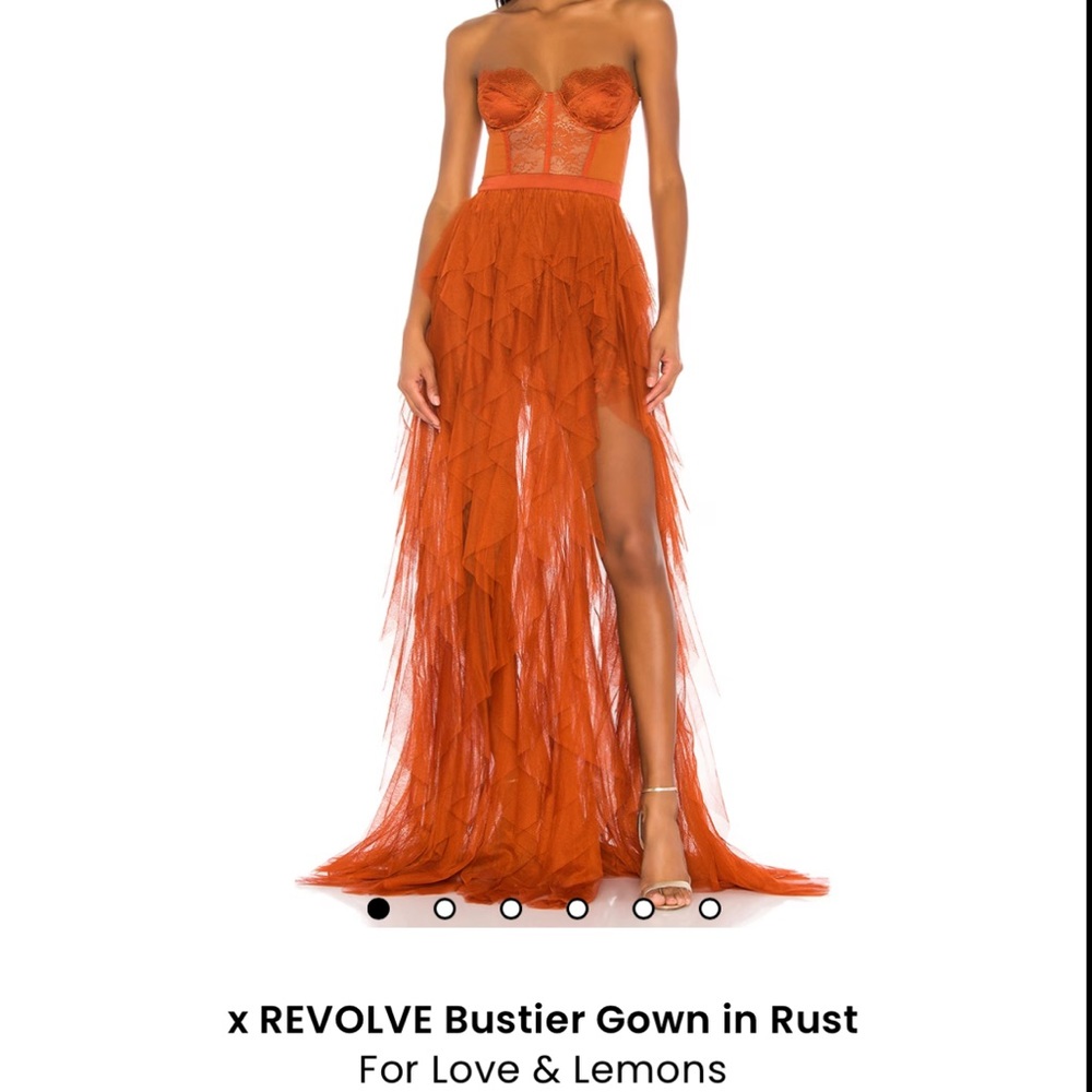 For Love And Lemons x REVOLVE Rust Bustier Gown